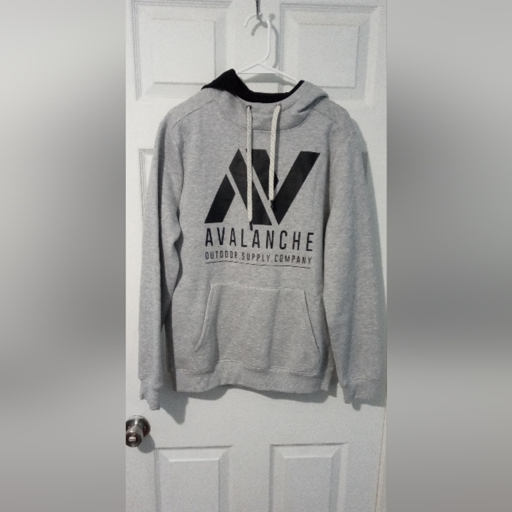 Avalanche Gray and Black Graphic Hoodie Sweatshirt